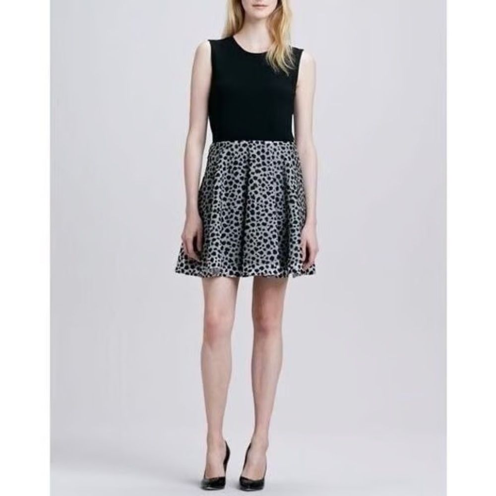 Diane Von Furstenberg Black and White Asymmetrical Skater Skirt